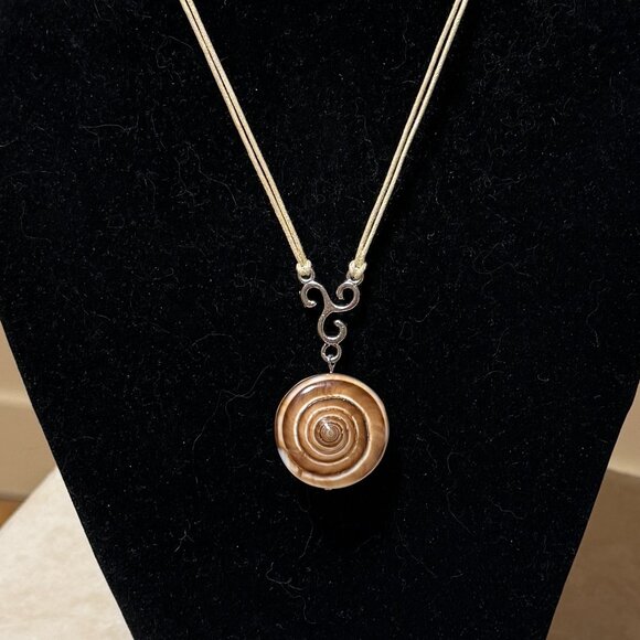 2/$20, Natural Spiral Shell Pendant Adjustable Cord Necklace - Picture 3 of 11